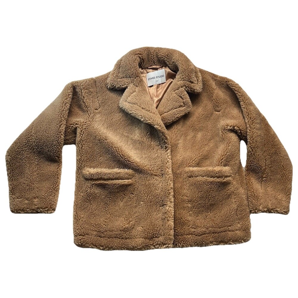 Stand Studio Coat Womens EU36 The Marina Faux Shearling Teddy Jacket Cozy Chunky